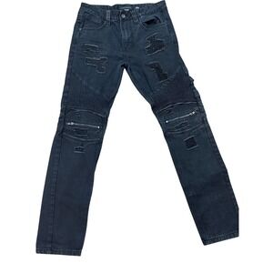 DECIBEL Men's Black Distressed Moto Jeans 32W 34L